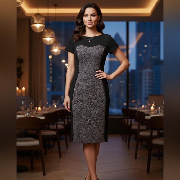 WHBM color block gray and black dress 8 - Picture 1 of 9